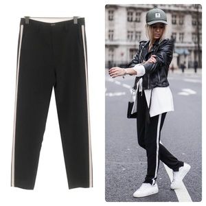 Elegant Black Trousers with White Accents